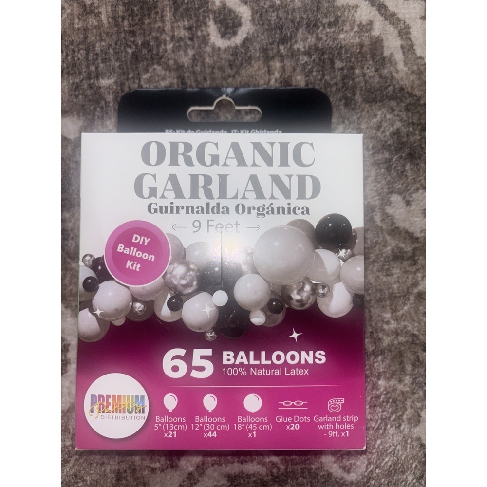 BALLOON GARLAND KIT - 9 FT LONG - Gray Black Silver White